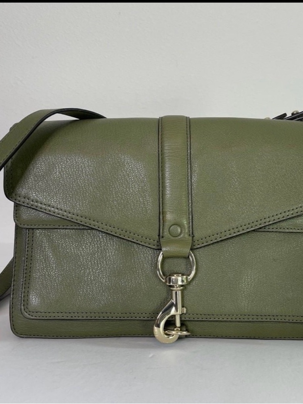 Olive Green Leather Shoulder Bag